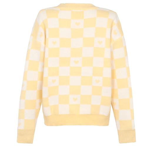 Image of Kawaii Cartoon Cardigan Sweaters for Women Girls Long Sleeve Open Front Knit Cardigans JK School Uniform, Yellow, S