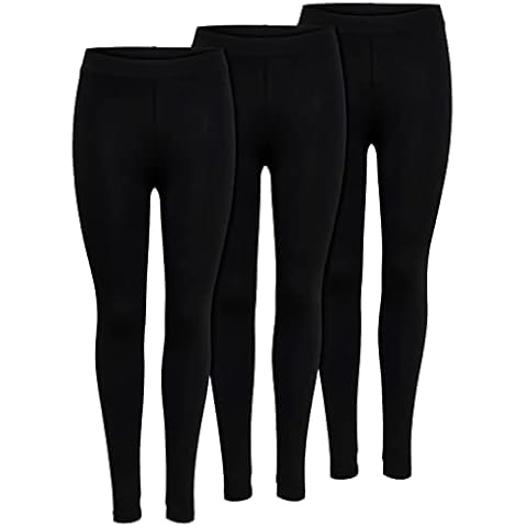 ONLY 3er Pack Leggings für Damen in schwarz - Blickdicht Cover
