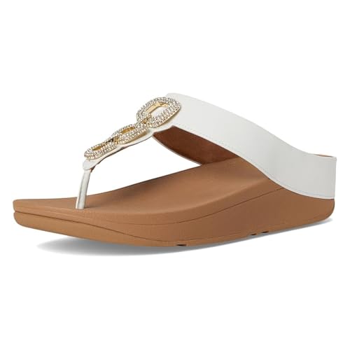 Image of FitFlop Women's Fino Crystal-Chain Leather Toe-Post Sandal