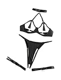 Fun Lingerie, Sexy Hollowed Out Breast Revealing Tassels, Tempting Opening Lingerie (Black, Medium)