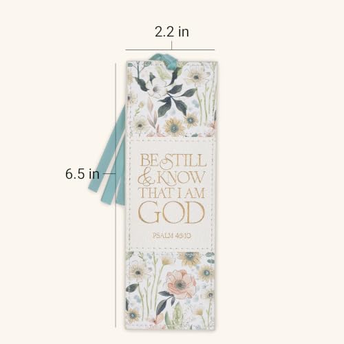 Image of Christian Art Gifts Cute Faux Leather Bookmark for Women: Be Still & Know