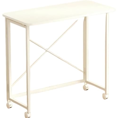 Wyazzivシンプル折りたたみデスク 可動式で移動簡単省スペース 家庭用オフィス用学生用に適し パソコン使用勉強作業用ワークベンチとして機能 寝室ベッドサイドテーブルにも活用 頑丈防水素材で長期使用可能 (ホワイト,60*40cm)