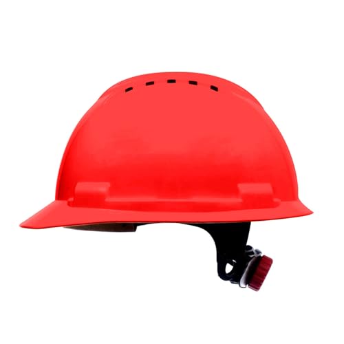 Stenso BBU Casque De Chantier Léger Et Aéré SP200T - Casque Chantier en 397, PEHD 348g, Visière Courte pour Large Vision, Réglage par Vis, Fixation 4 Points, Ouvertures pour Accessoires Rouge