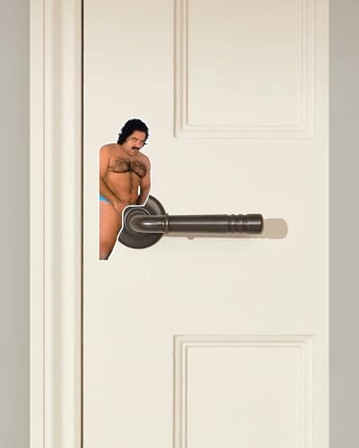 Image of 8 Funny Prank Stickers for Cars and Door Handle Pranks - Ron Jeremy Meme Sticker Amusing Waterproof Vinyl Decals Gag Gift Practical Joke (Blue Speedo)