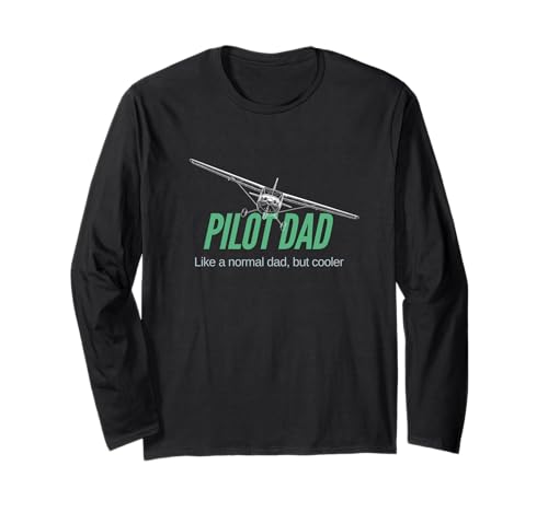 Funny Pilot Art for Dad Men Aviation Airplane Aircraft Lover Manche Longue