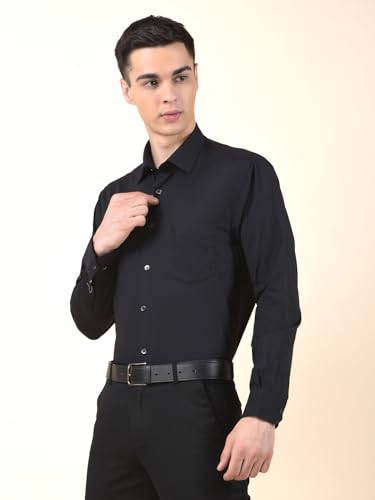Image of Cantabil Formal Shirt for Men | Breathable & Soft with Color Fastness Regular Cotton Fabric Solid Pattern (P MSHF00364H)