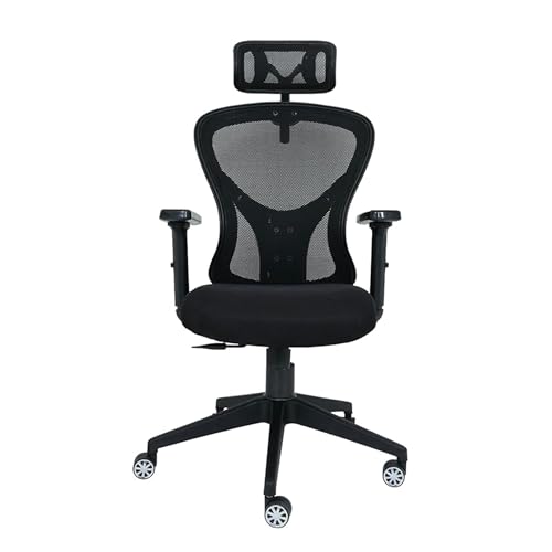 Image of High Back Ergonomic Mesh Office Chair with Adjustable Headrest & Armrests, Breathable Back, Premium Cushioned Seat, Chrome Base Swivel Task Chair for Home & Office (Black)