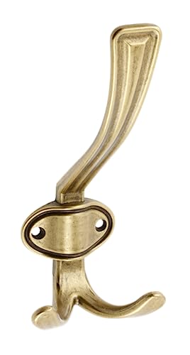 GTV - Appendiabiti grande Coruña - Superficie: Ottone Antico - Altezza: 158 mm Larghezza: 66 mm - Appendiabiti per porta, bagno, cucina, corridoio, ufficio, fai da te, in metallo, appendiabiti,