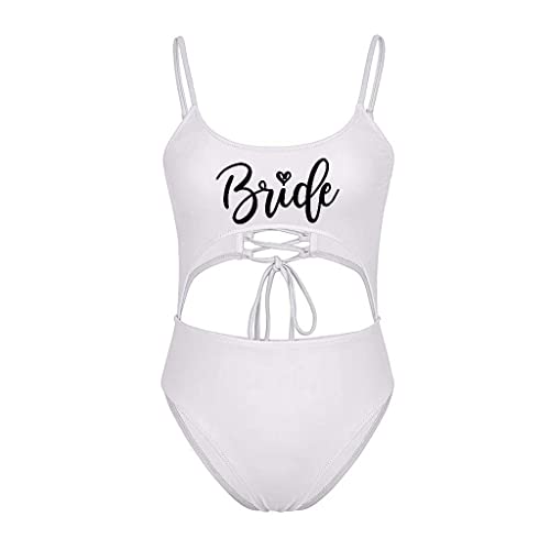 MUZHI Women's Bride One Piece Swimsuits Ruched Tommy Control Wifey Swimwear Sexy Back Crossover Swimming Bathing Suits2