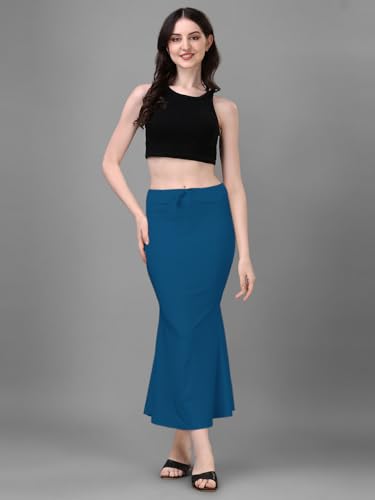 Image of Women's Saree Shapewear Petticoat, Cotton Blend Stretchable Mermaid Skirt, High Waist Tummy Control, Smooth Curve Fit with Adjustable Drawstring