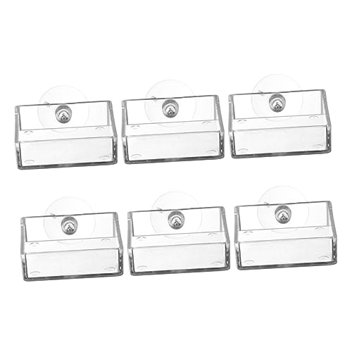 BELLIFFY 6個 水槽給餌鉢 調味料 魚 エビ ボウル プール コンテナ 食器 爬虫類料理 食品皿の洗面器 クリアアクアリウム用品 吸引式給餌器 水族館の餌皿 アクリル Transparent