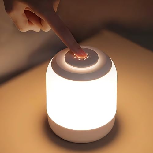 Shenzhi Tech Smart Touch Night Light, Dimmable Table Lamp for Bedroom, USB Rechargeable LED Color Changing Atmosphere Light, Decor for Living Room