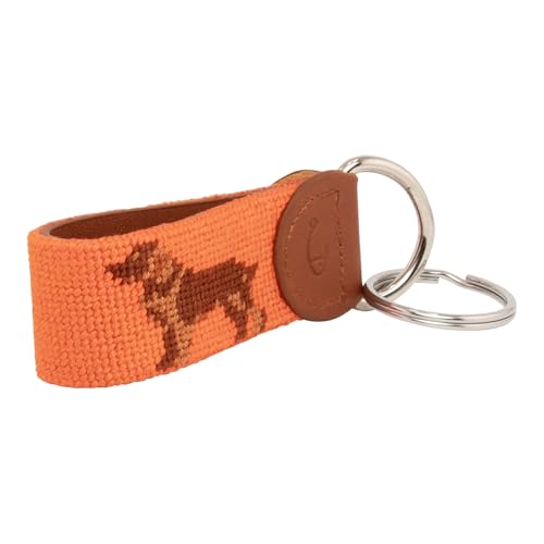 Image of Leather Hand-Stitched Needlepoint Key Fob or Key Chain