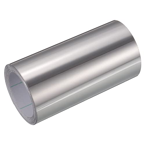 Image of uxcell Waterproof Peel and Stick Decorative Tape Self Adhesive 3.94 inch W x 16.4'L PVC Removable Tape for Wall Edge Glossy Silver Tone (Thickened Style)