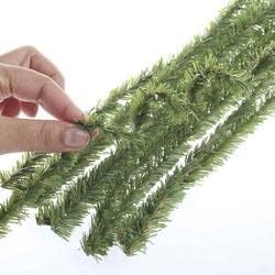 Holiday Canadian Pine Wired Stems - Pack of 60 Green PVC Pine Wire Twist Ties for Christmas Decorations and Holiday Crafts by Factory Direct Craft (12" L x 1/2" Dia.)