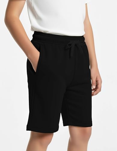 Real Essentials 3 Pack: Boys Fleece Lounge Shorts – Soft Pull-On Gym, School, Sleep & Active Sports Shorts for Kids3