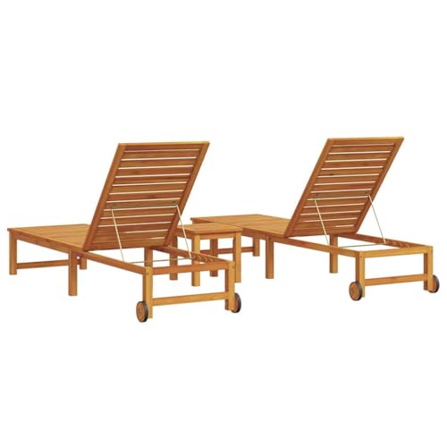 Chaise longue en acacia massif marron avec dossier réglable pour terrasse lot de 3 - 8