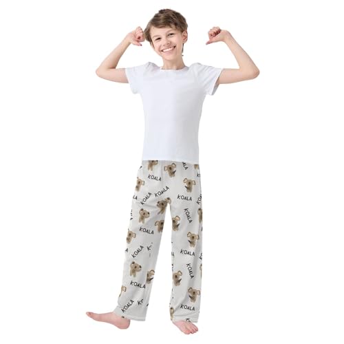 Funny Koala Boys Long Pants Soft Trousers Elastic Waist Kids Lounge Bottoms with Pockets S-XL2