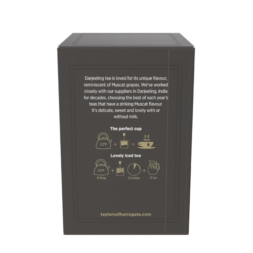 Image of Taylors of Harrogate Afternoon Darjeeling, Black Tea, Individually Wrapped Bags 20 Count (Pack of 6), Delicate, Sweet & Floral, Caffeinated, Enjoy Hot or Iced, 120 Teabags Total