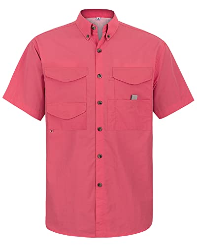 Image of Alimens & Gentle Short Sleeve Fishing Shirt Wicking Fabric Sun Protection Casual Button Down Shirts