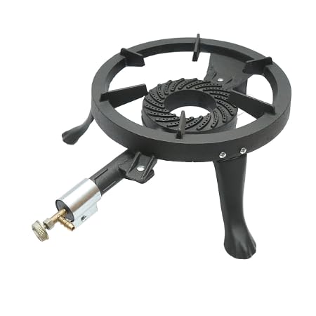 Fornellone a Gas Portatile in Ghisa, 3 Piedi, 330x110 mm, Bruciatore 106 mm, 6 kg, Fornello Ghisa per Campeggio e Esterni