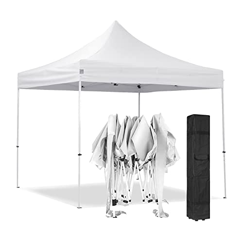 GREADEN Tonnelle de Jardin 3x3m, Tente Pliante avec Tube 32mm en Acier + Bâche 220g/㎡ Enduit PVC Étanche & Anti-UV + Rapide à Installer + Sac de Transport pour Camping, Festival, Plage (Blanc)