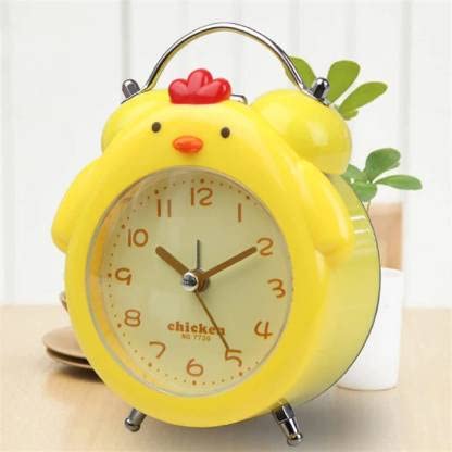 Image of Shopaholic Chick Vintage Twin Bell Alarm Clocks for Kids Gift, Silent Sweep Bedroom Desk Round Cartoon Clock, Home Decoration (Chicken Alarm Clock Yellow)