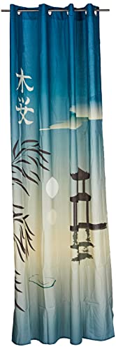 Tsuki Zen Rideau avec œillets métalliques Motif Japonais 150 x 260 cm