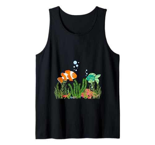Clownfisch Unterwasserwelt mit Meerespflanzen Illustration Tank Top