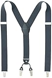Amazon Brand - Hikaro Herren Hosenträger 3,5 cm breit mit starken Clips - Dunkelgrau