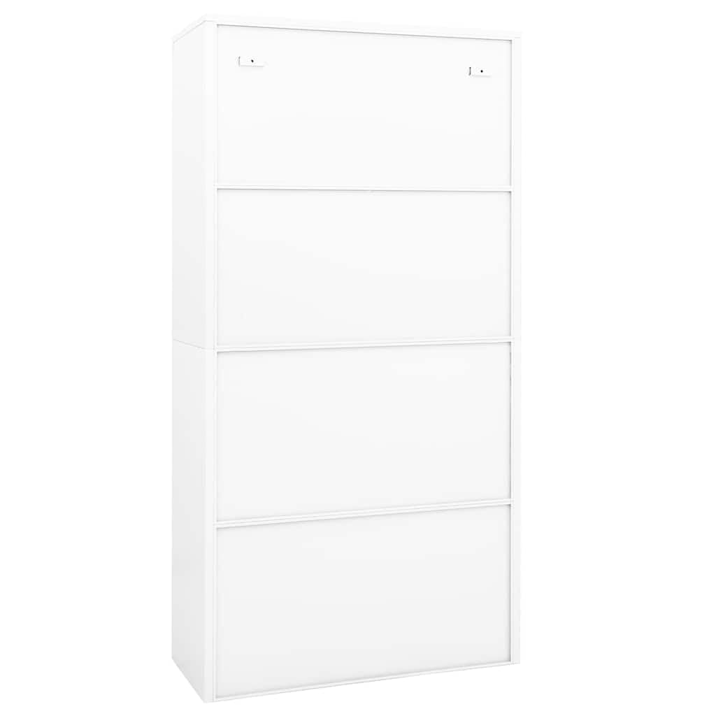Armario de oficina acero blanco 90x40x180 cm, 4 puertas vidrio