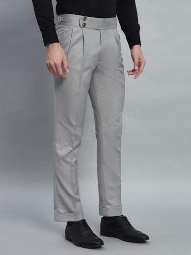 Image of FASHIONEMPIRE Men's Formal Trousers Front Pleated Double Button Gurkha Zion Pant Slim Fit | Stylish Formal Pant for Party and Casual Wear
