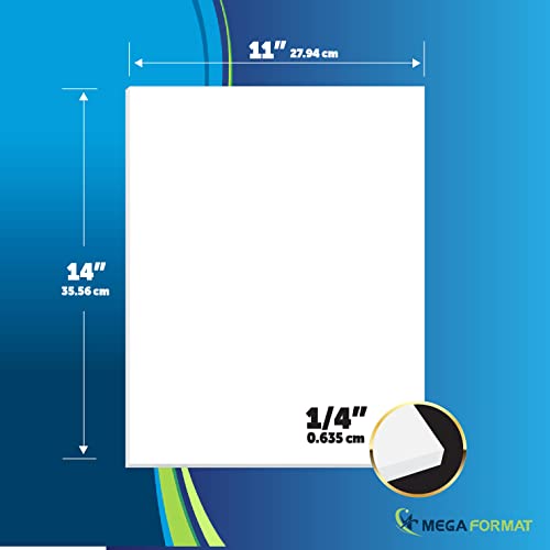 Image of Mega Format Expanded PVC Plastic Sheets - 11 inch X 14 inch Rigid White Sheet for Crafts, Signage, & Displays - Sintra, Celtec PVC Board - Waterproof for Outdoors Use - 1 /4 inch 6mm Thick - 1-Pk-White
