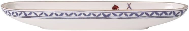 Villeroy & Boch Artesano Original Collection Oval Fruit Display Plate/Flat Bowl, 21.5 x 6.5 in, Premium Porcelain, Rich, Creamy White