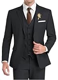 Wangyue Men's Slim Fit 3 Piece Suits Sets Black Groom Outfit for Wedding Men Black Color Large Size,Wedding Suit