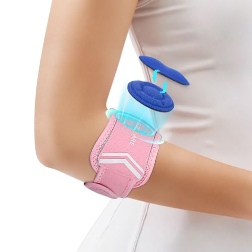 CURECARE Ellenbogenbandage Tennisarm Bandage mit 2 Kompressionspolster, Leichte Ellenbogen Bandagen Damen, Bandage Ellenbogen bei Epicondylitis, Tennisarm Manschette für Rechts und Links, Rosa