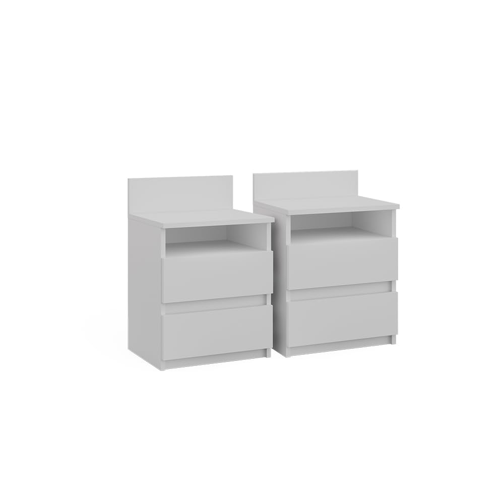 Vicco Mesilla de Noche Monty, Blanco, 39.6 x 59.1 cm Lote de 2