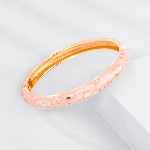 Image of UJOY Womens Multi-colors Cloisonne Bracelet Gold Plated Flower Hollowed Enameled Hinged Cuff Bangles Jewelry Gift 88A10
