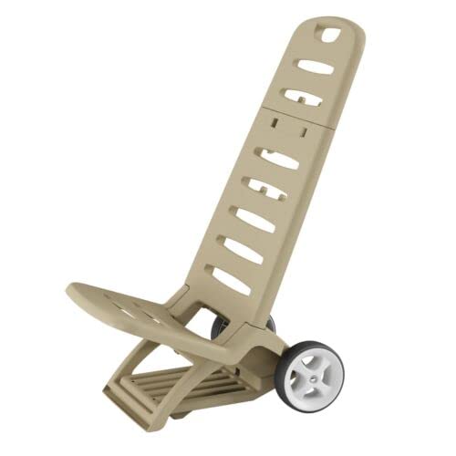 URBNLIVING Tumbona reclinable plegable 2 en 1 con ruedas para piscina, playa, color beige