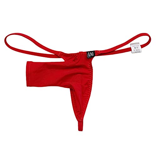COMLIFE Men's Ice Silk Solid Color Open Hole Elephant Nose Underwear T-Back G String Thongs Underwear4