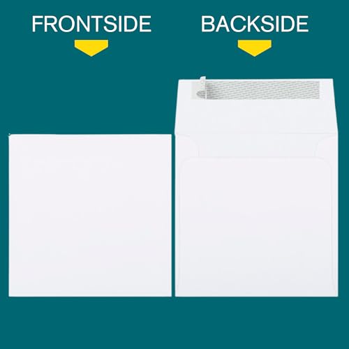EnDoc 6x6 White Square Envelopes Self Seal - 25 Pack - Heavy-Duty 28lb Paper - Invitation Envelopes for Wedding Card Invitations, Christmas Greetings, Party, Photos, CD, DVD - Thumbnail 2