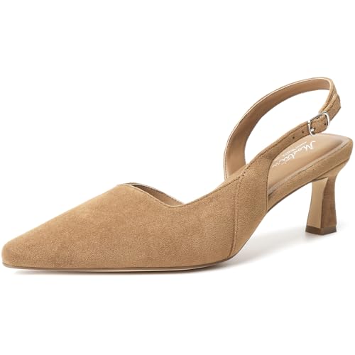 Image of Mostrin Kitten Heels for Women Slingback Pointed Closed Toe Heels Women's Pumps Shoes for Wedding, Party, Commuting