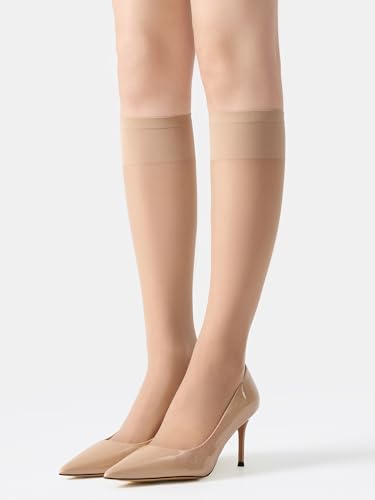 Image of MOOCHI Women's Sheer Knee High Stockings 6 Pairs 20 Denier Nylon Socks