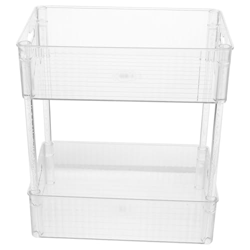 Organisateur de maquillage transparent étagère de rangement cosmétiques compacte 2 niveaux