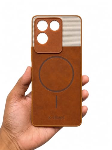Image of Bintage Dual-Leather 2in1 Phone Case| Soft Touch Finish | Full Camera Protectection Back Cover Compatible for Vivo V2321 / Vivo T2 Pro 5G - White & Nut Brown