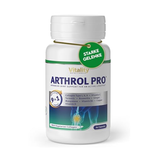 ARTHROL PRO Gelenkkapseln Hochdosiert I 9-in1-Multi-Aktiv-Komplex ohne Zusatzstoffe Arthrose, 60 Kapseln, Gelenkschmerzen, Knorpelaufbau, Kollagen, Kurkuma I Vitality Nutritionals by VitaminExpress