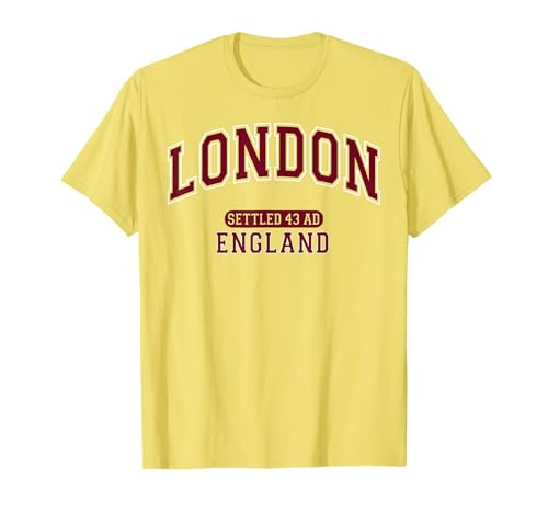 London England Settled 43 AD Vintage Sports Burgundy T-Shirt