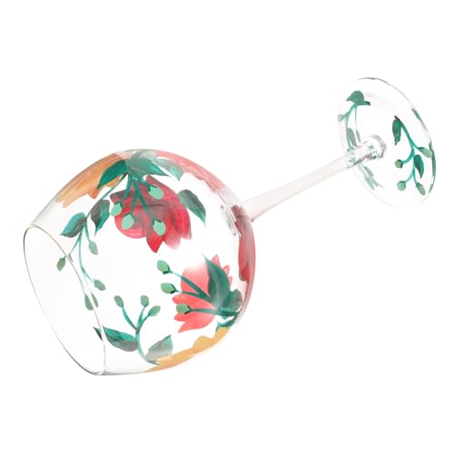 Verre à vin élégant peint main à fleurs pour cocktail et décoration intérieure de maison