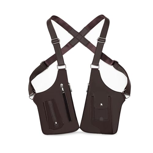 FANDARE Antivol Sac Poitrine Sac sous Les Bras Sacs de Double Bandoulière en Cuir PU Sacoche Holster d'Epaule pour Homme Femme Voyage Randonnée Vélo Camping...