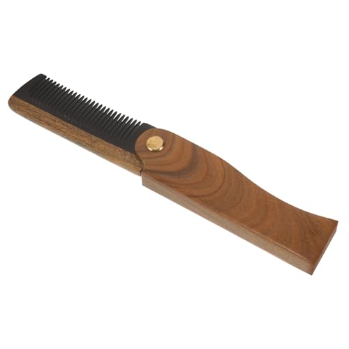 Mikinona Folding Horn Comb Wooden Comb for Men Small Portable Beard Brush Easy to Store